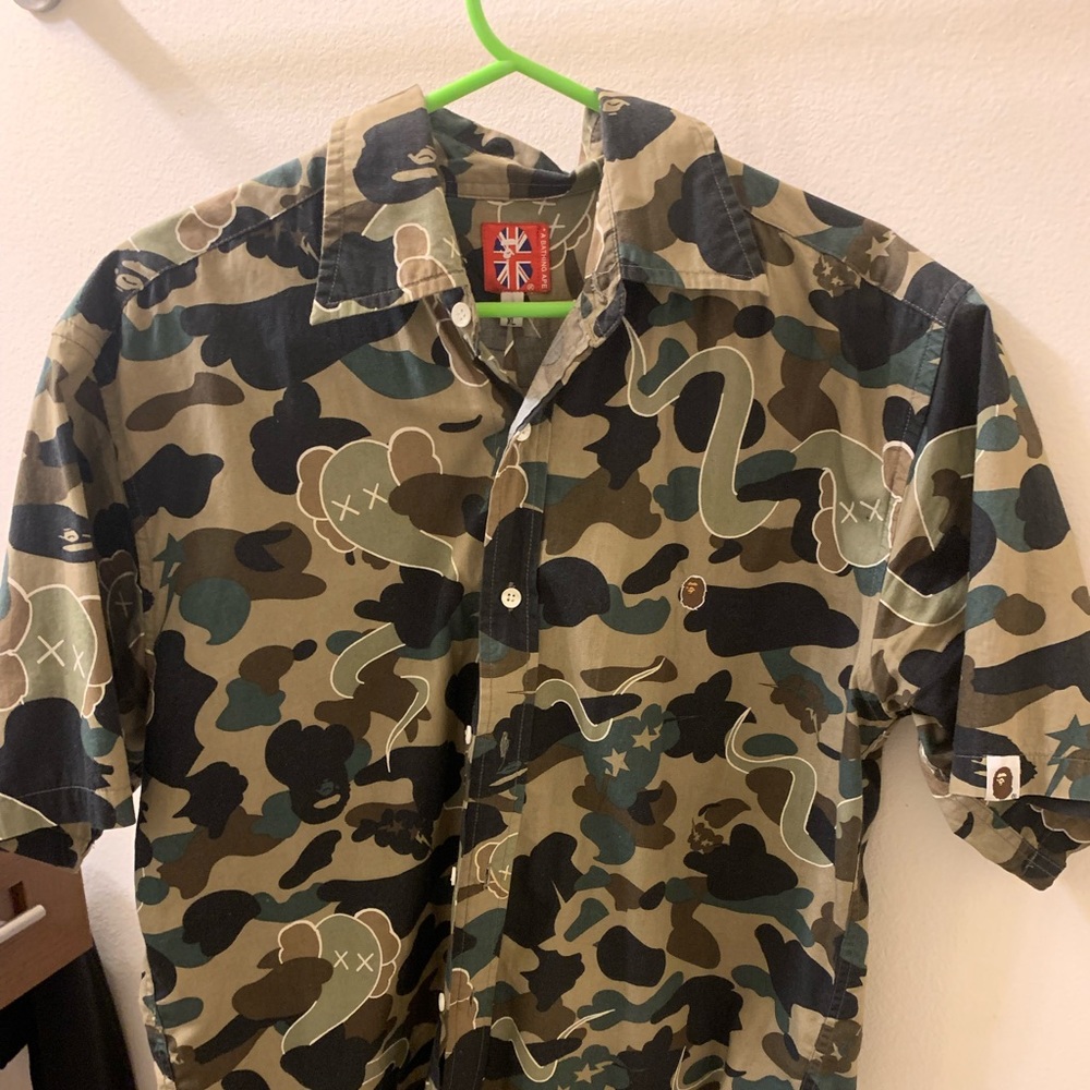 Bape x kaws button up 08 release